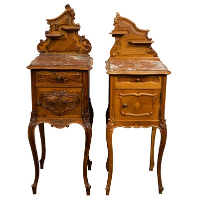 Lot 351 - Two French walnut bedside tables