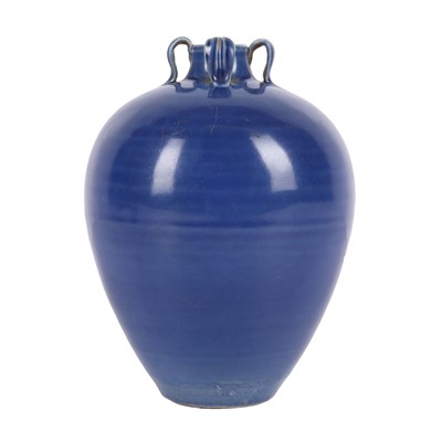 Lot 277 - A Chinese monochrome blue-glazed jar, Qing dynasty, 18th century