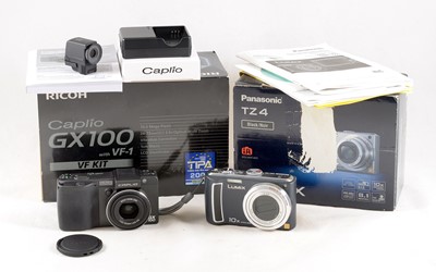 Lot 352 - Ricoh GX100 VF & Lumix TZ4 Digital Cameras.