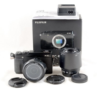 Lot 348 - 2-Lens Black Fujifilm X-E1 Digital Camera Outfit.