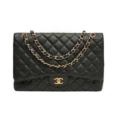 Lot 185 - Chanel Black Classic Maxi Single Flap Bag