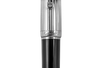 Lot 510 - Cartier platinum plated and black lacquered ballpoint pen