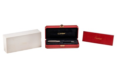 Lot 510 - Cartier platinum plated and black lacquered ballpoint pen