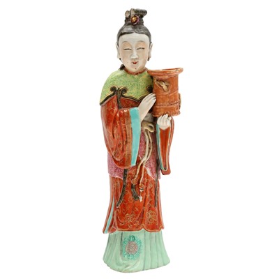 Lot 70 - A rare Chinese famille-rose 'Court Lady' flat-back wall vase, Qing dynasty, Qianlong period