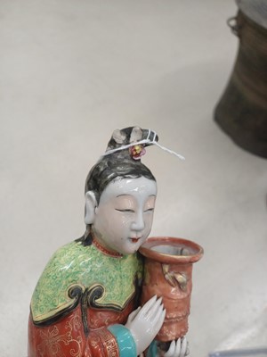 Lot 70 - A rare Chinese famille-rose 'Court Lady' flat-back wall vase, Qing dynasty, Qianlong period