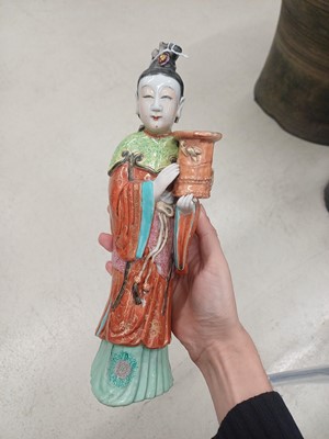 Lot 70 - A rare Chinese famille-rose 'Court Lady' flat-back wall vase, Qing dynasty, Qianlong period