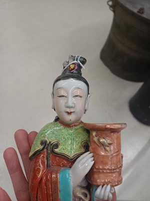 Lot 70 - A rare Chinese famille-rose 'Court Lady' flat-back wall vase, Qing dynasty, Qianlong period