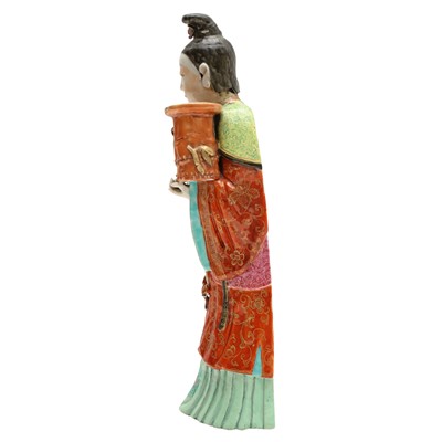 Lot 70 - A rare Chinese famille-rose 'Court Lady' flat-back wall vase, Qing dynasty, Qianlong period