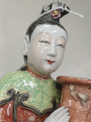 Lot 70 - A rare Chinese famille-rose 'Court Lady' flat-back wall vase, Qing dynasty, Qianlong period
