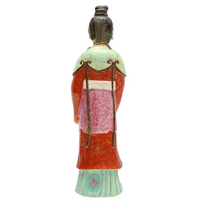 Lot 73 - A rare Chinese famille-rose 'Court Lady' candle holder, Qing dynasty, Qianlong period