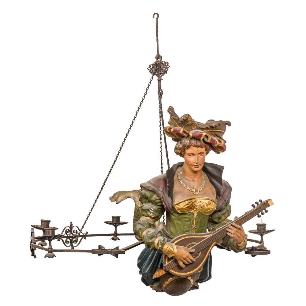 Lot 154 - A German Lüsterweibchen or 'little woman' chandelier