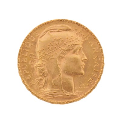 Lot 454 - A French Rooster 20 Francs Coin