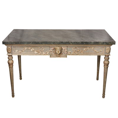 Lot 99 - A 19th century Italian simulated marble and parcel gilt console table