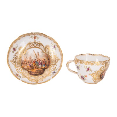 Lot 12 - A late 19th century externally painted Meissen cabinet cup and saucer