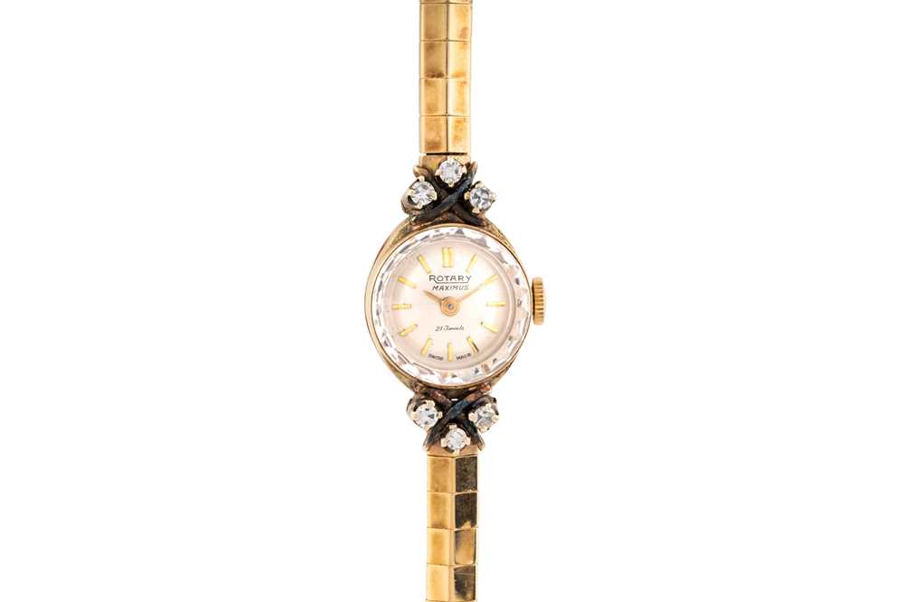 Lot 460 - Lady's Rotary 9k Gold and Diamond-Set Bracelet Watch