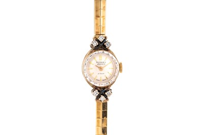 Lot 460 - Lady's Rotary 9k Gold and Diamond-Set Bracelet Watch