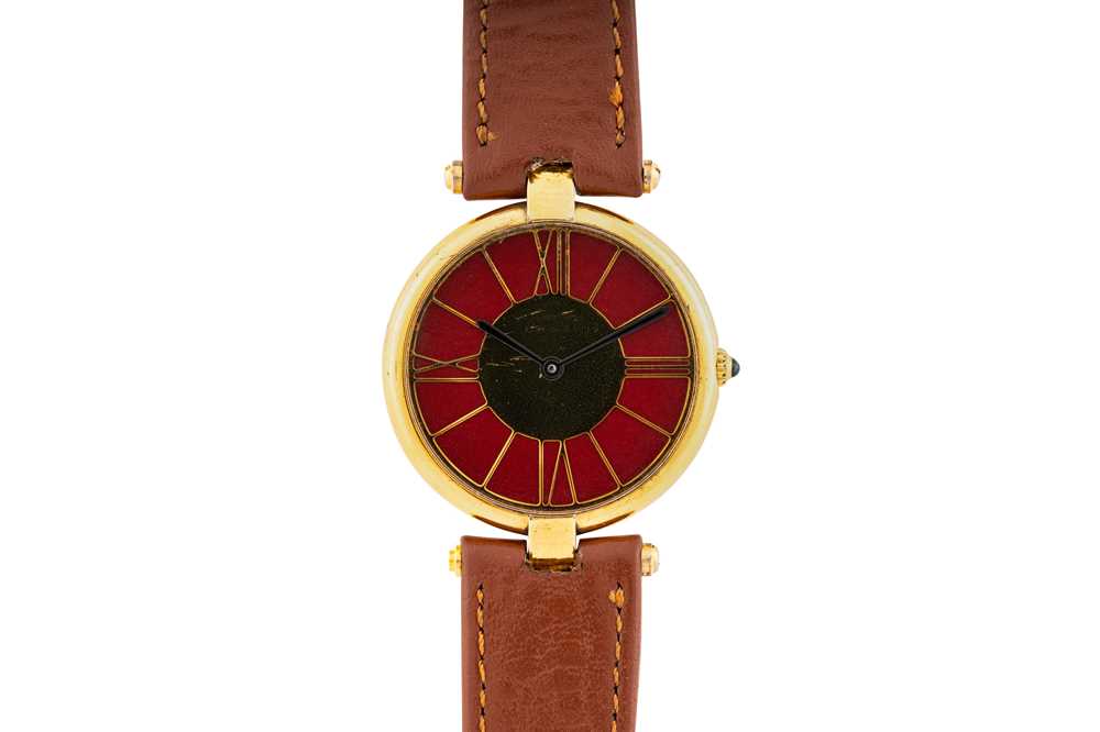 Lot 442 - Lady's Cartier Silver-Gilt Wristwatch
