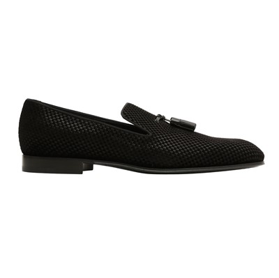 Lot 636 - Louis Vuitton Men's Black Petite Damier Tassel Loafer - Size UK 9