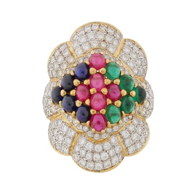 Lot 103 - A flower cocktail ring