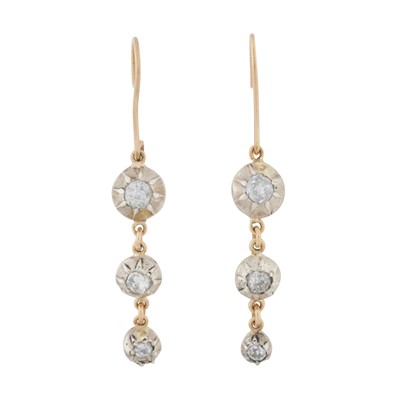 Lot 300 - A pair of diamond dangling earrings