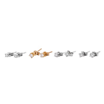 Lot 404 - Four pairs of diamond stud earrings
