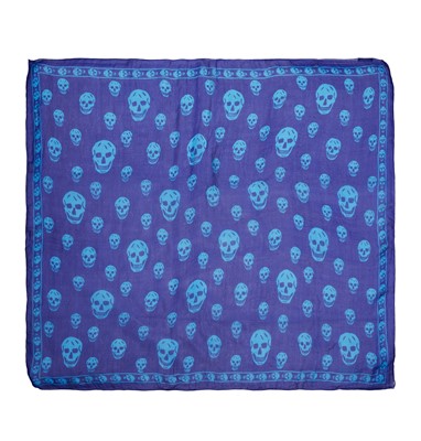 Lot 504 - Alexander McQueen Royal Blue Skull Silk Scarf