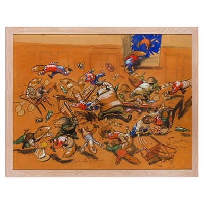 Lot 195 - Worsley. Wind in the Willows, original art. 1970