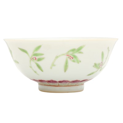 Lot 498 - A Chinese famille-rose 'orchids' bowl, 19th / 20th century, Kangxi mark
