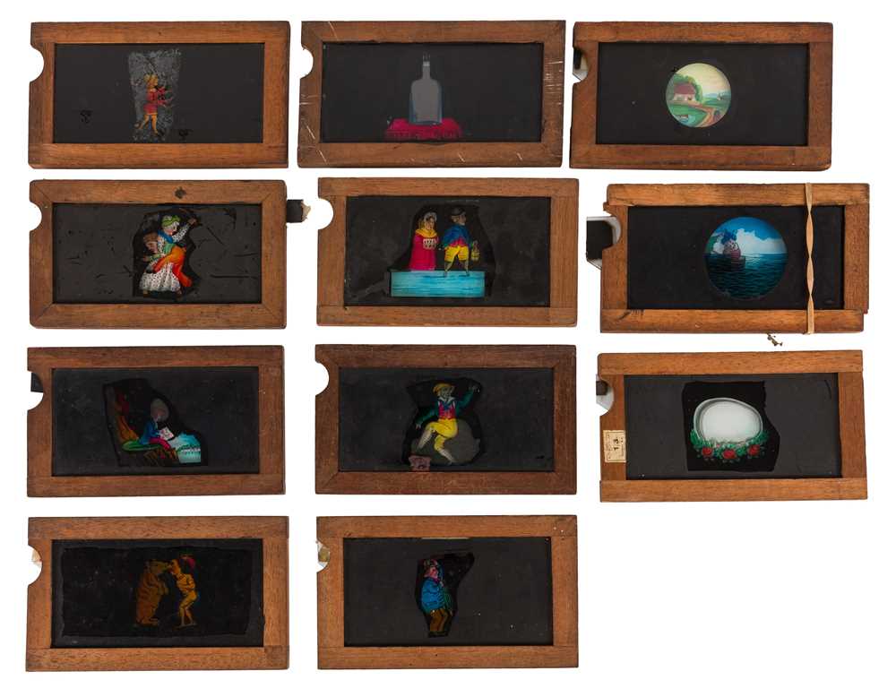 Lot 33 - Mahogany Framed Magic Lantern Slipper Slides