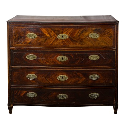 Lot 356 - A stained hardwood serpentine secretaire chest
