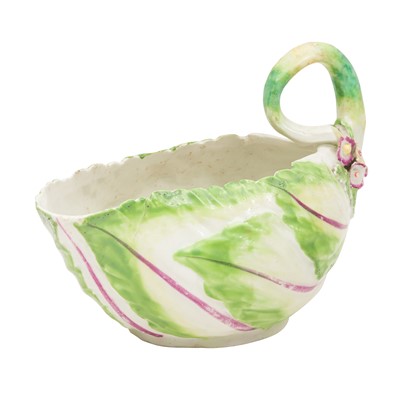 Lot 44 - A Longton Hall porcelain cos lettuce form sauce boat, circa 1750s