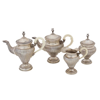 Lot 631 - A mid-20th century Italian 800 standard silver four -piece tea and coffee set, Firenze circa 1930 maker 288