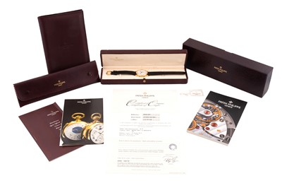 Lot 412 - Patek Philippe - 18k Gold Dual Time Wristwatch