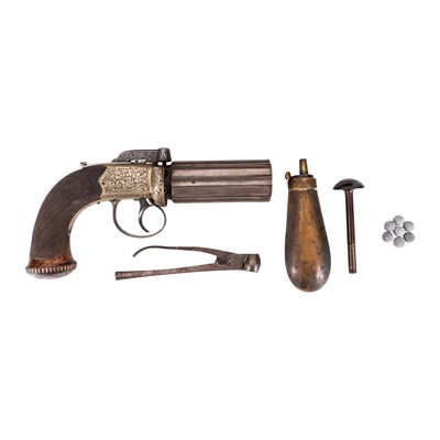 Lot 84 - Edge of Manchester, a fine six-shot pepperbox revolver