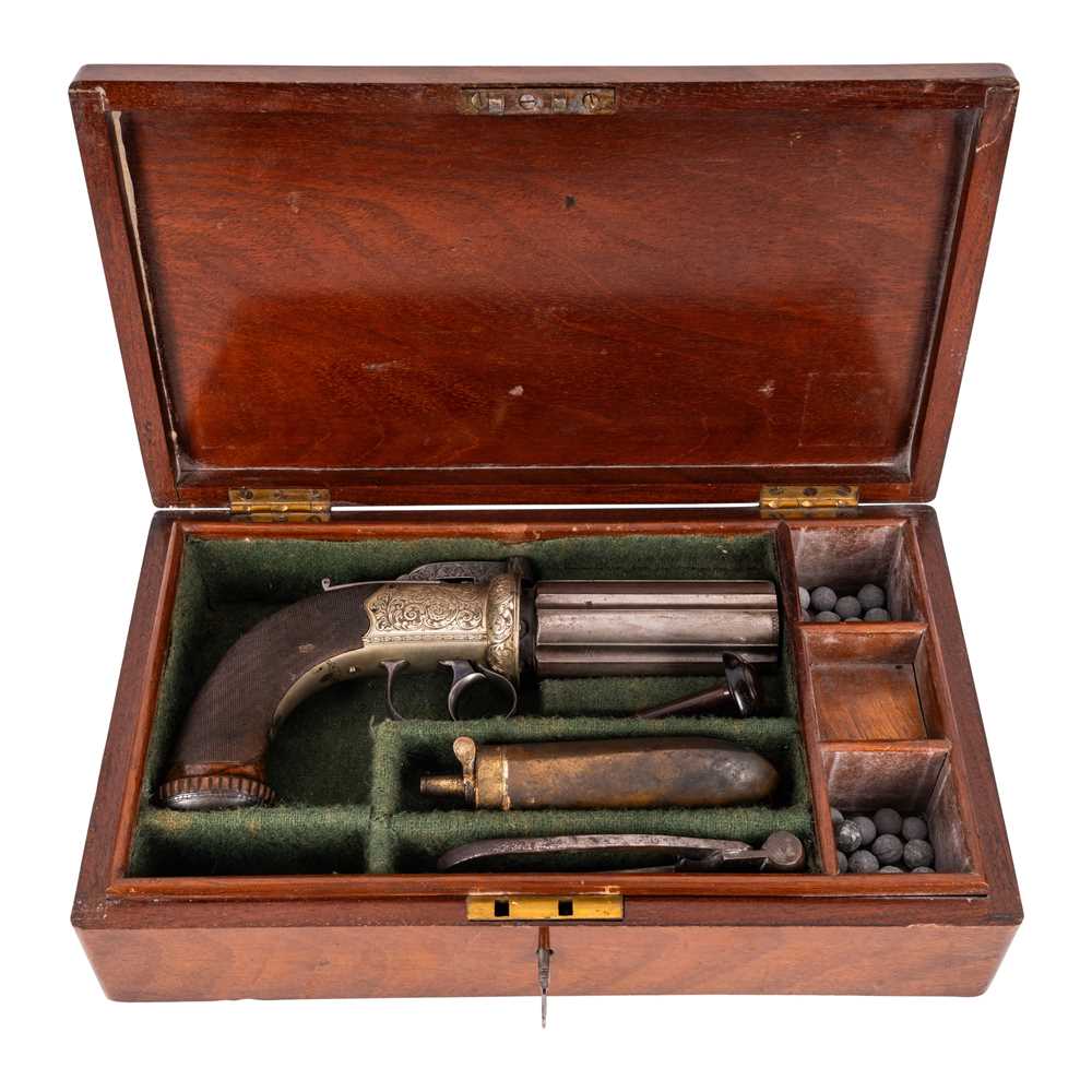 Lot 84 - Edge of Manchester, a fine six-shot pepperbox revolver