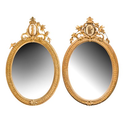 Lot 509 - A pair of Neo-Classical giltwood and gesso wall mirrors