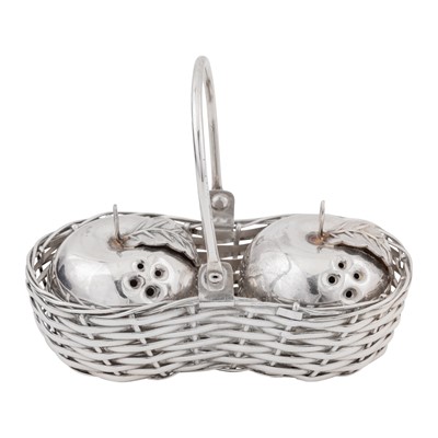 Lot 524 - A late 20th century Indian unmarked silver novelty silver cruet set
