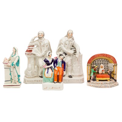 Lot 12 - A group of five Staffordshire figures, first half of the 19th century