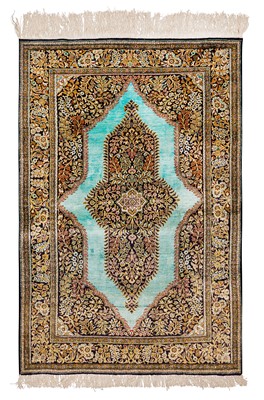 Lot 44 - An extremely fine silk Qum rug, central Persia, approx: 157cm. x 109cm