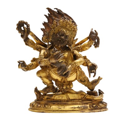 Lot 230 - A Chinese gilt-bronze figure of Mahakala, 19th/20th century