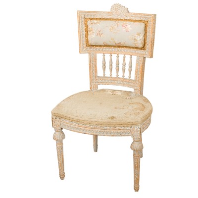 Lot 353 - A light grey painted and distressed Swedish side chair
