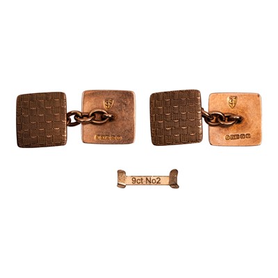 Lot 407 - Pair of cufflinks and an inner ring sizing band