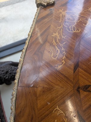Lot 341 - A Louis XV style kingwood and marquetry bureau plat