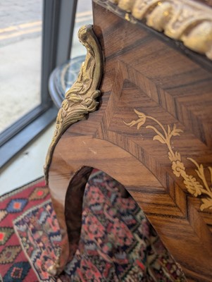 Lot 341 - A Louis XV style kingwood and marquetry bureau plat