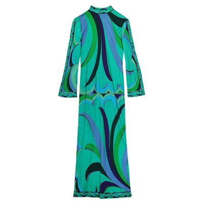 Lot 369 - Emilio Pucci Green Abstract Maxi Dress - Size UK 14