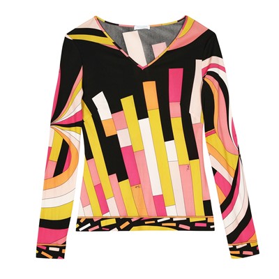 Lot 370 - Emilio Pucci Multi Silk Geometric Top - Size UK 12