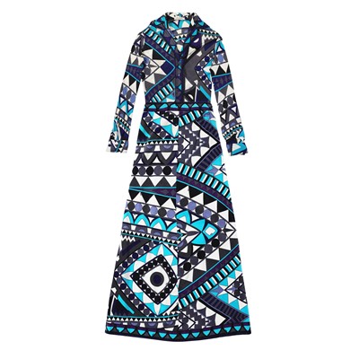Lot 375 - Emilio Pucci Turquoise Geometric Maxi Skirt Set - Size UK 10