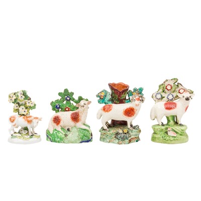 Lot 6 - A group of three early 19th century Staffordshire sheep bocage figures
