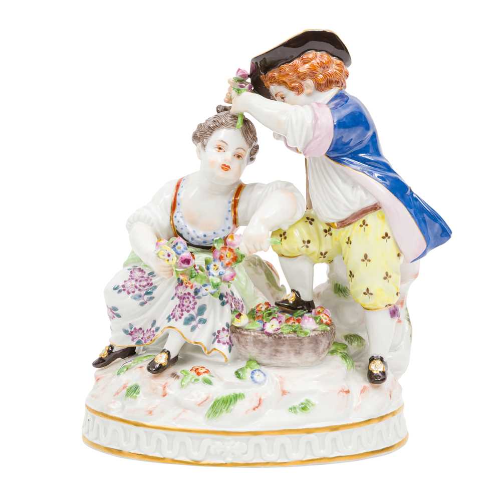 Lot 15 - A Meissen porcelain figural group emblematic