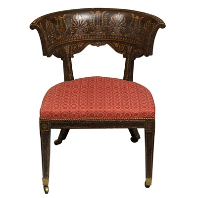 Lot 304 - A Regency painted wood Klismos library chair